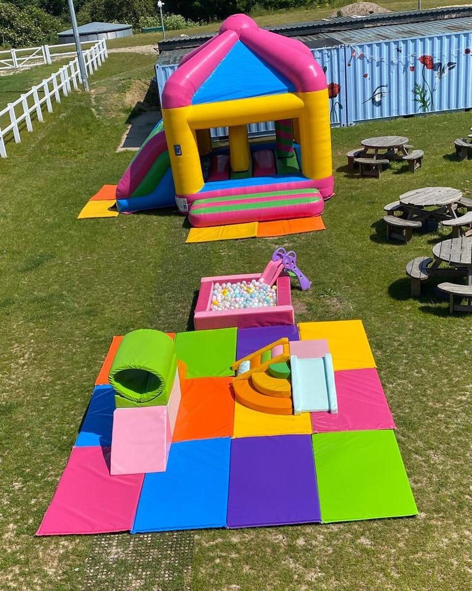Bouncy castle outdoor setup